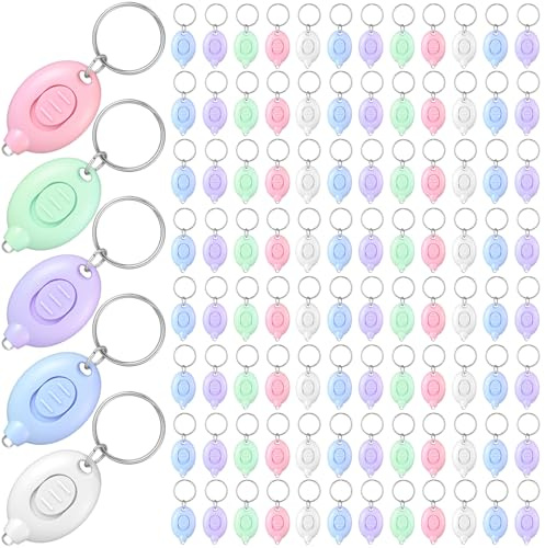 VIHOSE 100 Pcs Pastel Small LED Keychain Flashlight Bulk Badge Lights for Nurses Light Mini Portable Bright Keychain Flashlight Party Favors Gift for Outdoor Camping Hiking (Morandi)