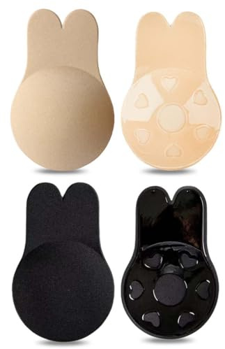 KEWUF 2-Pack Sujetador Espalda Descubierta, Sujetador Adhesivo Sujetador Adhesivo Push up Sujetador Invisible Adhesivo Push-Up para CóModo Reutilizable Sostén para Vestido Boda (L)