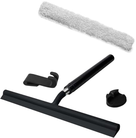 Telescoping Shower Squeegee With Cloth Covers And Hook Window Wiper For Floor Mirrored Tile And Glass Surfaces Cleaning