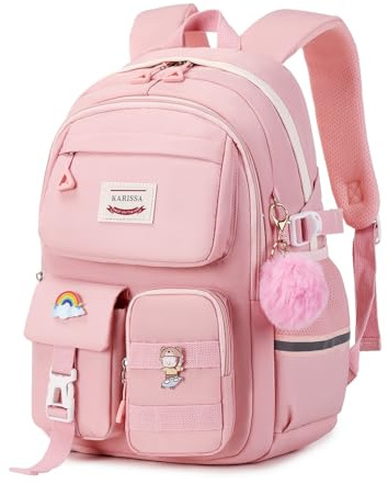 Sisipoet Cartable Fille Sac à Dos pour Ordinateur 15,6 pouces Collège Lycée | Cartable Fille Primaire, Sac à Dos Enfant, Sac à Dos École, Multi-Poches, Bande Réfléchissante, Ergonomiques