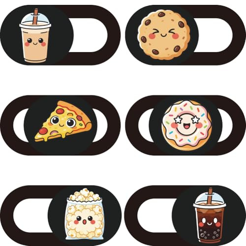 PRESSINART 1 Unidad de Pegatina Deslizante de Tapa de Cámara con Temática de Comida En 2 Estilos Diferentes para Dispositivos de 6 Pulgadas Accesorio de Privacidad Protector Lindo de Cámara de