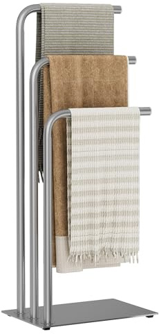 OUTBROS Toallero de baño, 39x26x90cm Portatoallas de Pie, Plateado
