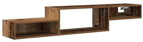 Heofavd Mueble de TV de pared de 150 cm, mueble suspendido para TV con aspecto de madera envejecida, moderno mueble colgante para salón y dormitorio, 150 x 28 x 26 cm