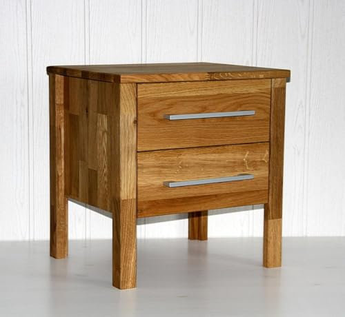 CASA Massivholz Nachtschrank mit Schubladen 45x45x35cm NXT Wildeiche massiv Natur geölt