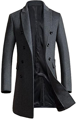 Vogstyle Homme Manteau Parka Laine Slim Classique Trench Mi-Longue Décontractée Duffle-Coats