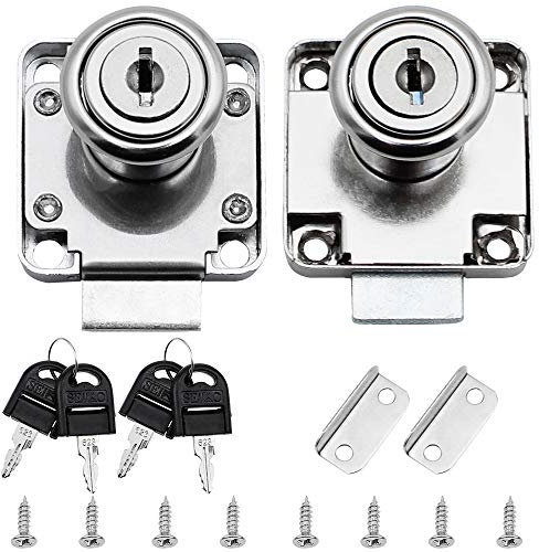 TXErfolg Paquete de 2 Cilindros de Cerradura para Muebles con Llave para Armario Cajón Aleación de Zinc Cerradura de Leva para Puerta Armario Buzón Armario Cajones