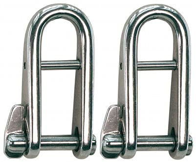MarineNow 316 Stainless Steel Captive Key Pin Halyard D-Shackle with Bar Choose Size and Quantity (05 mm (3/16), 02-Pack)