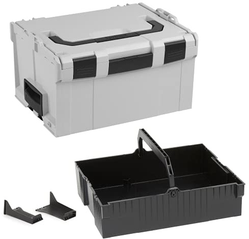 Bosch Sortimo L-BOXX 238 Größe 3 grau | mit Einhängeeinsatz schwarz | Transportsystem Werkzeug | Ideale Werkzeug Aufbewahrung Box