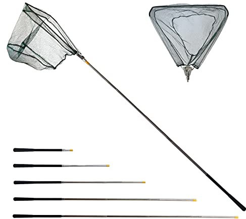 Retino da Pesca Pieghevole Estensibile,Guadino per Pesca Telescopico,Alluminio Manico Estendi la Lunghezza di 190cm,Durevole in acciaio inossidabile,per pesca di uccelli,acquario,oggetti galleggianti
