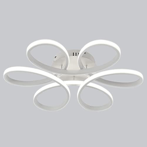 XEMQENER LED Ceiling Light, Modern 74W Ceiling Lights Fixture Elegant Flower Design, Acrylic Flush Mount Chandelier Pendant Light for Living Room Bedroom Dining Room, 6000K Cool White Light Only,White