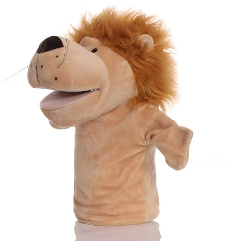 Proumhang Handpuppen für Kinder,Weiche Plüsch Zoo Tier Puppe für Kinder Kleinkinder Jungen Mädchen,Für phantasievolles Spiel,Showtheater,Partyzubehör (große bewegliche Münder) Löwe 25cm