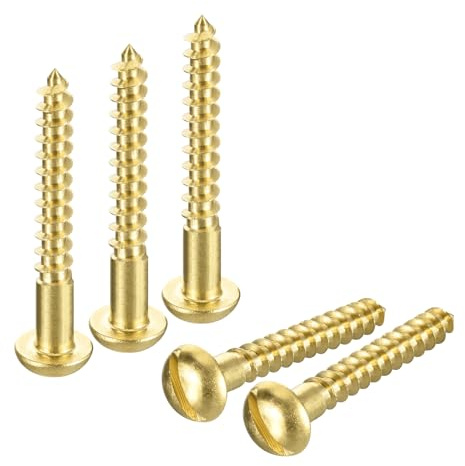 QUARKZMAN Träskruvar M6 x 50 mm Multipurpose Cutting Round Head Mässing Spårskruv Metall Självgängande Skruv för Träbearbetning 10 st