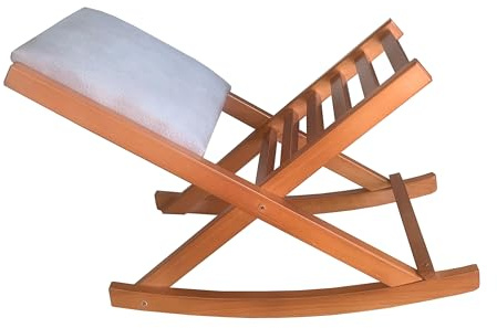 Sueña y Descansa Reposapiés Plegable Balancín de Madera de pino Barnizado en Cerezo (Beis)