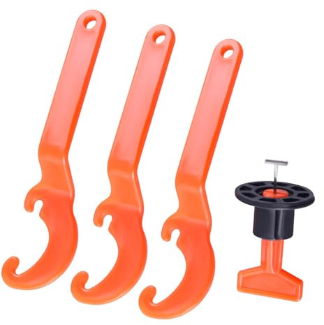 AOMIKITSTU Fliesen Nivelliersystem 150 Stück, Fliesen Leveler mit 3 Fliesenschlüssel, Wiederverwendbar Montagehilfe Fliesen, Wedge Handwerkzeug Entkopplungsmatte für Boden Fliesen