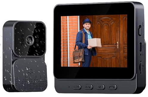 Agrdeed Kabellose Türklingel mit Kamera, 4,3 Zoll IP65 Bildschirm kabellose Video-Türsprechanlage 120° Betrachtungswinkel Bluetooth Video Gegensprechanlage,Türklingel kein WLAN