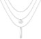 Layered Halskette Silber Damen Herren, Silberkette Runde Anhänger Bar Anhänger Mehrschichtige Halskette Triple Ketten Lange Halskette Layered Kette Halskette Set Modeschmuck für Frauen und Mädchen