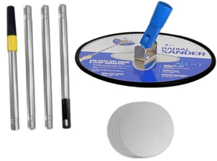 MagiDeal 9 Drywall Pole Sander, Manual Hand Sander, 360° Rotary, Professional, 5 Sanding Sheets, 120 Grit, Aluminum Alloy & PP Plastic, Home Improvement, Drywall Polishing, Painting Projects