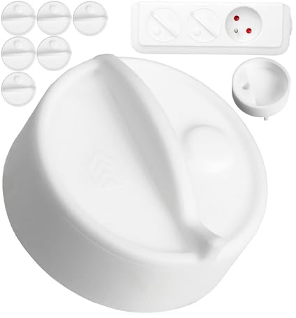 Uttagsskydd, 8 st, vit, silikon, uttagsskydd mot stänkvatten, damm, täcklock uttagsskydd typ E Frankrike, täcklock för öppningar på kabelvinda, multipeluttag, sockellist