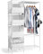 LEADZM Kleiderschrank offen, Kleiderständer freistehende Garderobe mit Kleiderstangen, Stoffablagen, 105 x 45 x 170 cm (Weiß, 105x45x170cm)