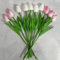 10PCS Artificial TulipS Tulips Tulips Artificial Flowers Faux Tulip - 32CM Silk Flower Bouquet for Home Wedding Decor (5Pcs White & 5Pcs Pale Pink, Grid Canvas Texture)