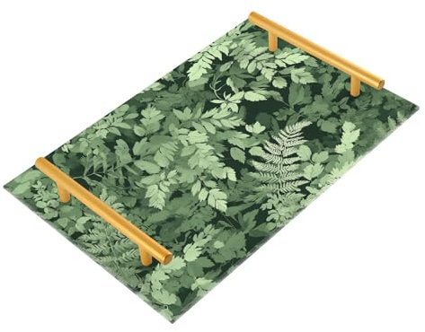 Bandeja de cocina decorativa con asas de camuflaje verde salvia, bandeja decorativa para mesa de café, joyas, perfumes, bandejas de té, servir charolas para comida