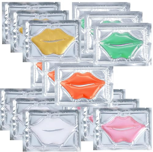 15 PCS Collagen Crystal Lip Masks - Deep Hydration, Anti-Wrinkle & Plumping Treatment. Includes 5 Soothing Gel Variants for Ultra-Soft, Renewed Skin & Fuller Lips. Perfect for Dry or Aging Lips