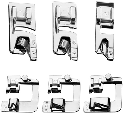 Chtaoxin 6 PCS Sewing Machine Feet, Adjustable Brother Sewing Machine Feet, Rolled Hem Foot Suitable for Singers, Brothers, Janome Low Handle Sewing Machines, and Household Sewing Machines.