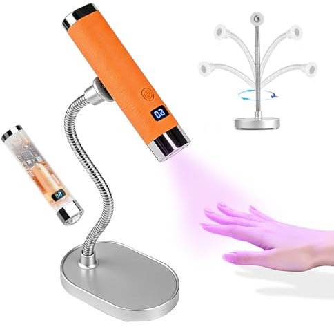 Lampara UV para uñas con soporte magnético ajustable a 360°, sensor inteligente AI, 2 modos de temporizador, perlas UV/LED, batería de 800mAh, para extensión de uñas, esmalte en gel, arte de uñas