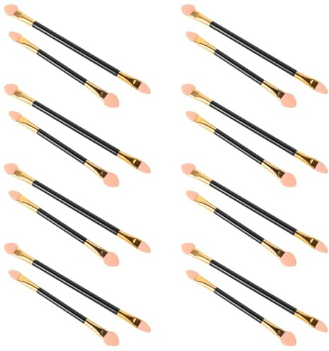 Hohopeti Pinceles de Sombra de Ojos de Doble Punta Esponja, Tamaño Medio y Grande, 24 Unidades Reutilizables, Aplicadores Mini para Maquillaje Detallado y Viaje, Suaves para Uso