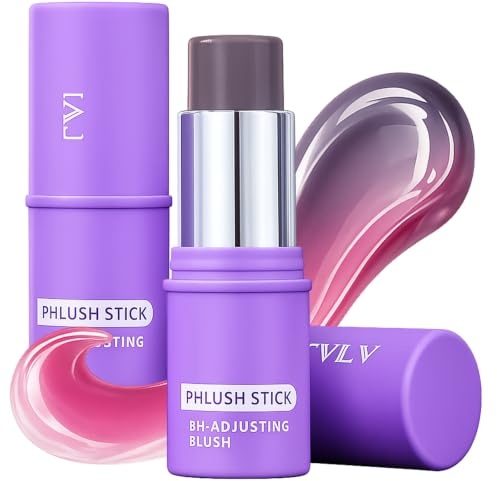 pH Adjusting Colour Changing Blush Stick, Multi Use Makeup for Face | Multi use, lightweight, water resistant, dewy finish, for cheeks lips and eyelids, everyday makeup