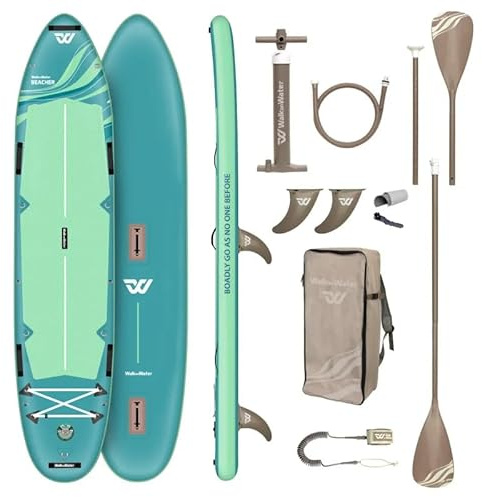 WOW Beacher 12.0 Sup Gonflable Paddle 365 cm x 86 cm – Stand Up Paddle XXL Ultra Stable 2–3 Personnes, Charge 220 kg, Pack Complet, Pagaie 2en1 Kayak, Paddle Famille
