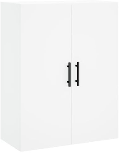 QJBSAVVA Armadio da parete bianco, elegante armadietto sospeso in legno, moderno, con ante per soggiorno, corridoio e ufficio, versatile, 69,5 x 34 x 90 cm