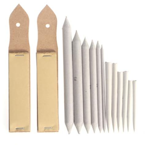 HOODANCOS Set da Disegno 12 Pezzi Matite Sfumino e Tortillons in Carta con 2 Temperamatite Carta Abrasiva per Schizzi e Texture per Studenti e Artisti