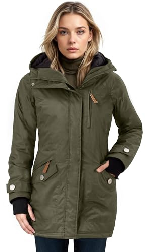 Parka resistente al agua y al viento para mujer de Berydale, color: verde, talla M