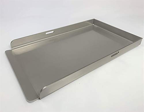 EWH Plancha para barbacoa de 4 mm de acero inoxidable 1.4301, tamaño mediano, 43,5 x 26 cm, con elevadores opcionales (fabricación alemana)