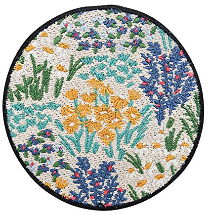 Finally Home Runde Blumenwiese Patch zum Aufbügeln | Bunte Blumen Patches, Flower Bügelbild, Blüten Flicken, Hippie Aufnäher