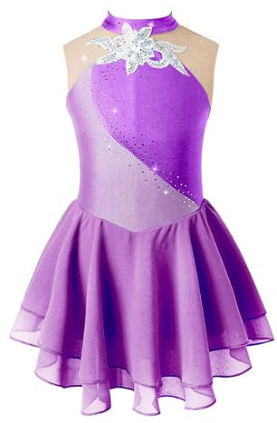 Freebily Vestido de Danza Ballet para Niñas Infántil Maillot de Patinaje Gimnasia Rítmica Competición Leotardo Ballet Disfraz de Bailarina T Morado 7-8 años