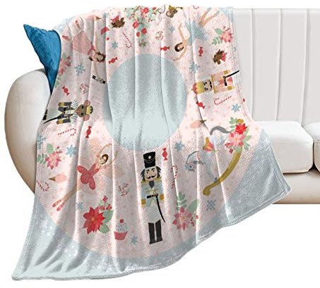 Gosig filt nötknäppare godis mönster varm levande filt fluffig filt soffa mjuk vinterfilt, för alla årstider, 150 x 125 cm