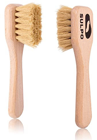 SULPO Spazzole per stendere la crema sulle scarpe - Kit cura della scarpa - Spazzole morbide - Set di 2 - Color naturale
