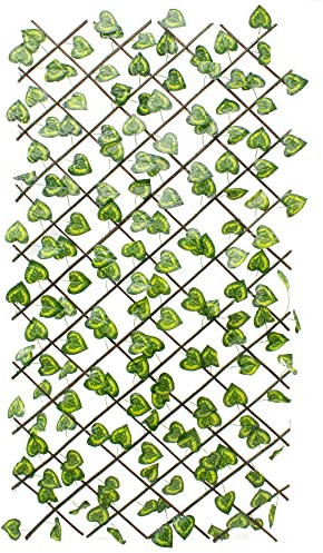 The Secret Home - Celosía Extensible de Madera con Hojas - Enredadera Horizontal o Vertical - Decoración para Interiores o Exteriores - Ideal para Jardín, Terraza o Balcón (Modelo 1-100x190 cm)