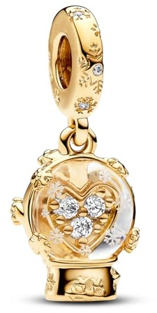 LaMenars Herz Schneeflocke Schneekugel Dangle Charm for 925 Sterling Silver Perlen für Geschenke für Frauen Halskette & Armband