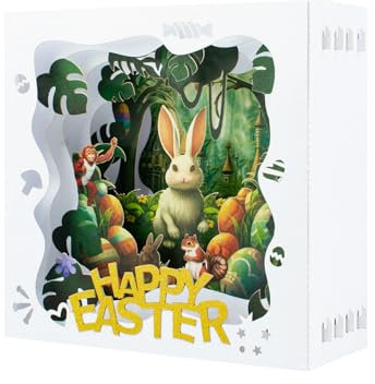 GREETING ART Pop-Up Karte Ostern,Osterkarte 3d, Osterkarten mit umschlag,Pop Up Osterkarte Religiös,Osterhase mit Eiern,lustige Ostergeschenke für Kinder, Sohn, Tochter, Junge, Mädchen