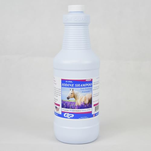 SU-PER Iodine Shampoo for Horses - Deep Cleaning, Non-Staining, Biodegradable - Equine Skin Conditioning Shampoo - 1 Quart