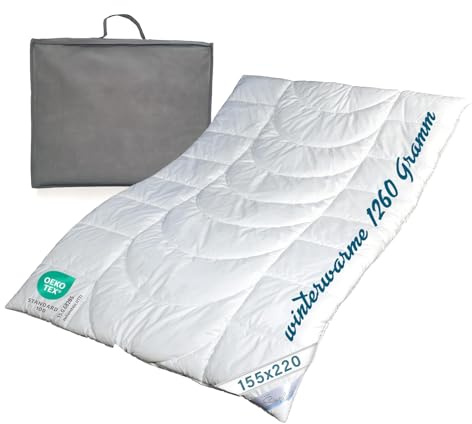 Sympathica warme Allergiker Winter Bettdecke | Duo Steppbett | Winterbett | 1260g Klimahohlfaser | 155x220 cm | 60° Wäsche | Oeko-TEX-Zertifiziert | Made in Germany