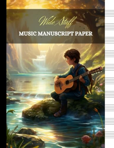 Wide Staff Manuscript Paper | Blank Sheet | Magical Illustration | Guitar #2 | 10 staves per page | 8.5 X 11 120 pages: Songwriting & Music Composition Journal