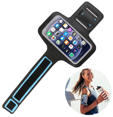 Brazalete Deportivo para Correr con Funda para Móvil - Compatible con iPhone, Samsung Galaxy, Huawei, Xiaomi - Resistente al Agua y al Sudor - Negro