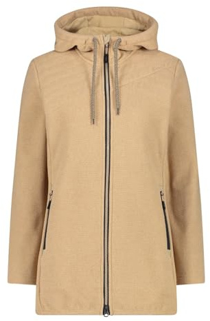 CMP - Giacca da donna in pile Knit Tech con cappuccio fisso, Sesamo, 40