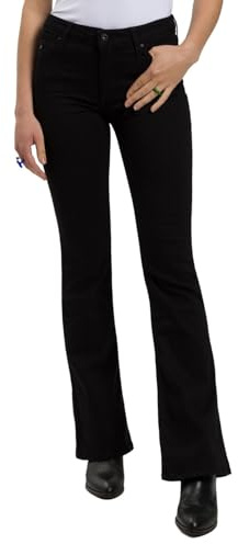 Cross Jeans Damen Jeans Faye - Slim Flared - Schwarz - Black W27-W36 Stretch, Größe:28W / 32L, Farbe:Black Black 005
