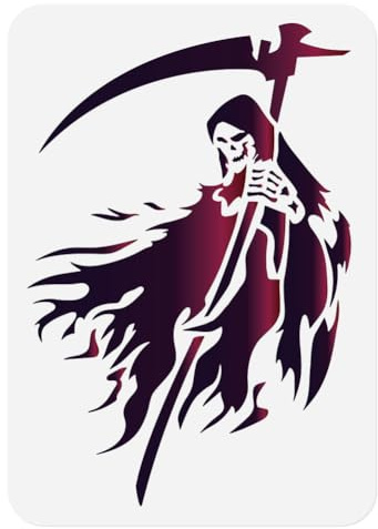 Doodlream Grim Reaper Stencil, Halloween Street Reusable Painting Template