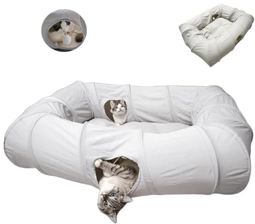 ERNAN Katzenspielzeug Katzentunnel.Faltbarer Katzen Tunnel, Bunny Tunnel,Spieltunnel & Krabbeltunnel für Kätzchen, Welpen, Kaninchen, kleine Hunde (Grey)